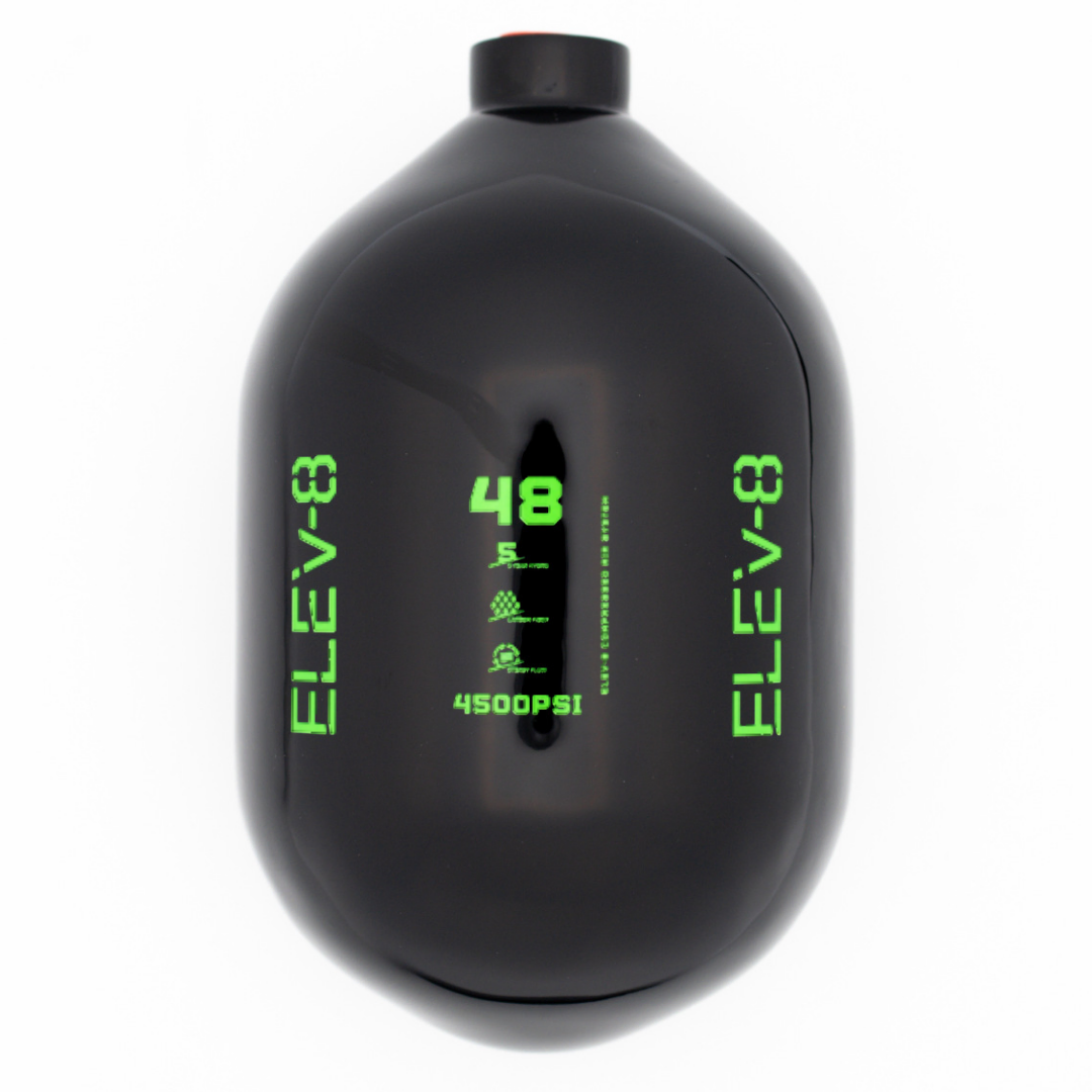 ELEV-8 48ci/4500psi Air Tank - Gloss Black/Green Logo