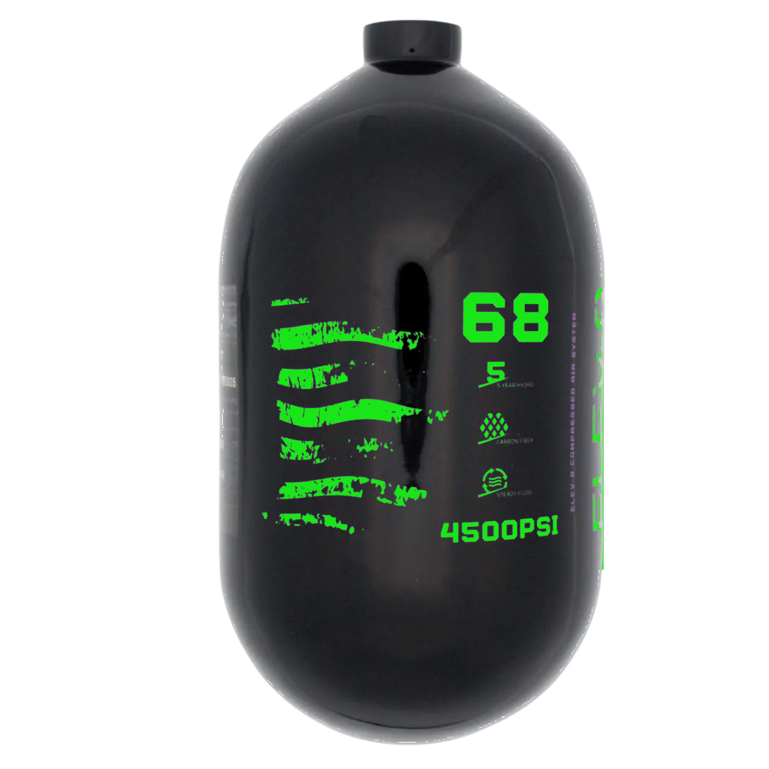 ELEV-8 68ci/4500psi Air Tank - Gloss Black/Green Flag