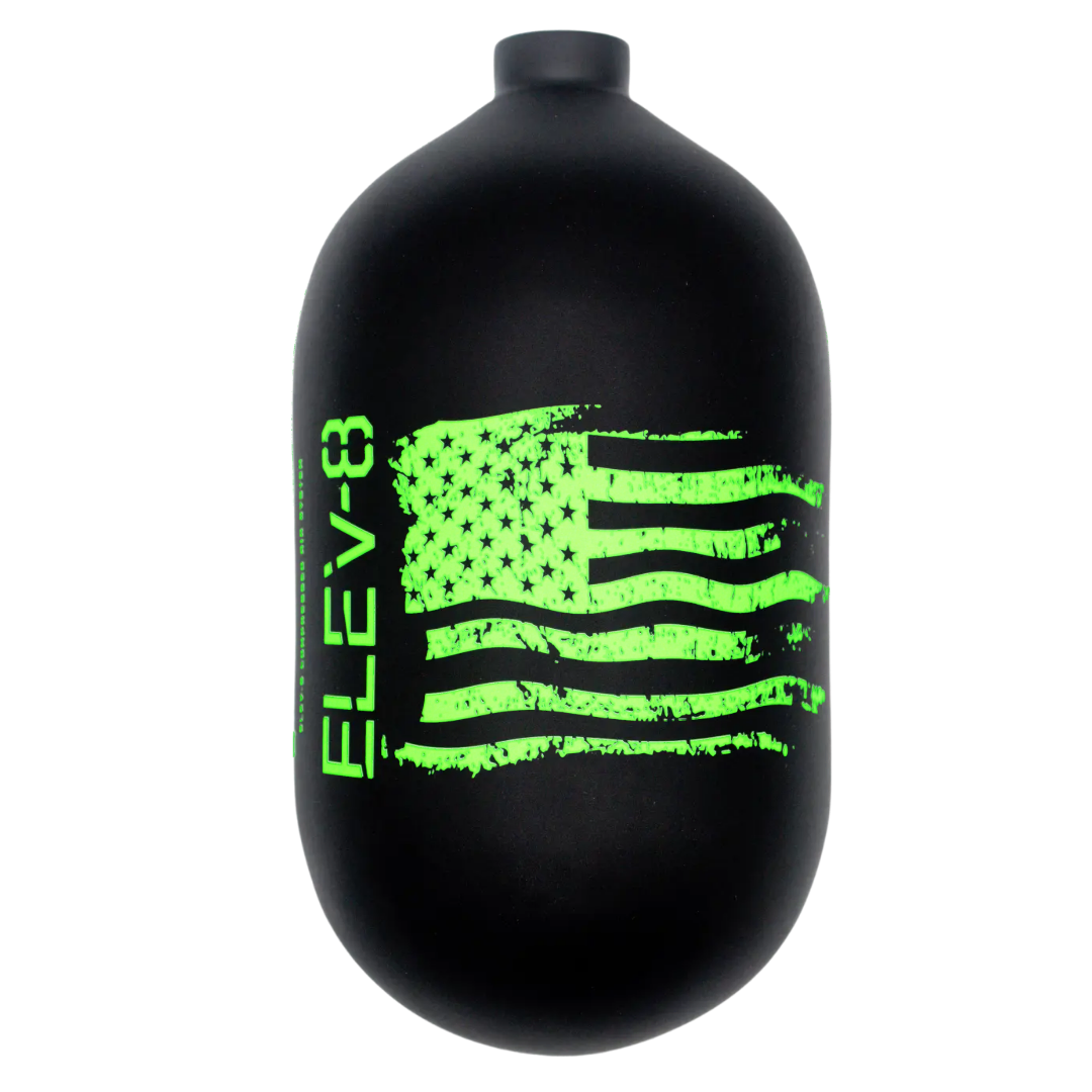 ELEV-8 68ci/4500psi Air Tank - Matte Black/Green Flag