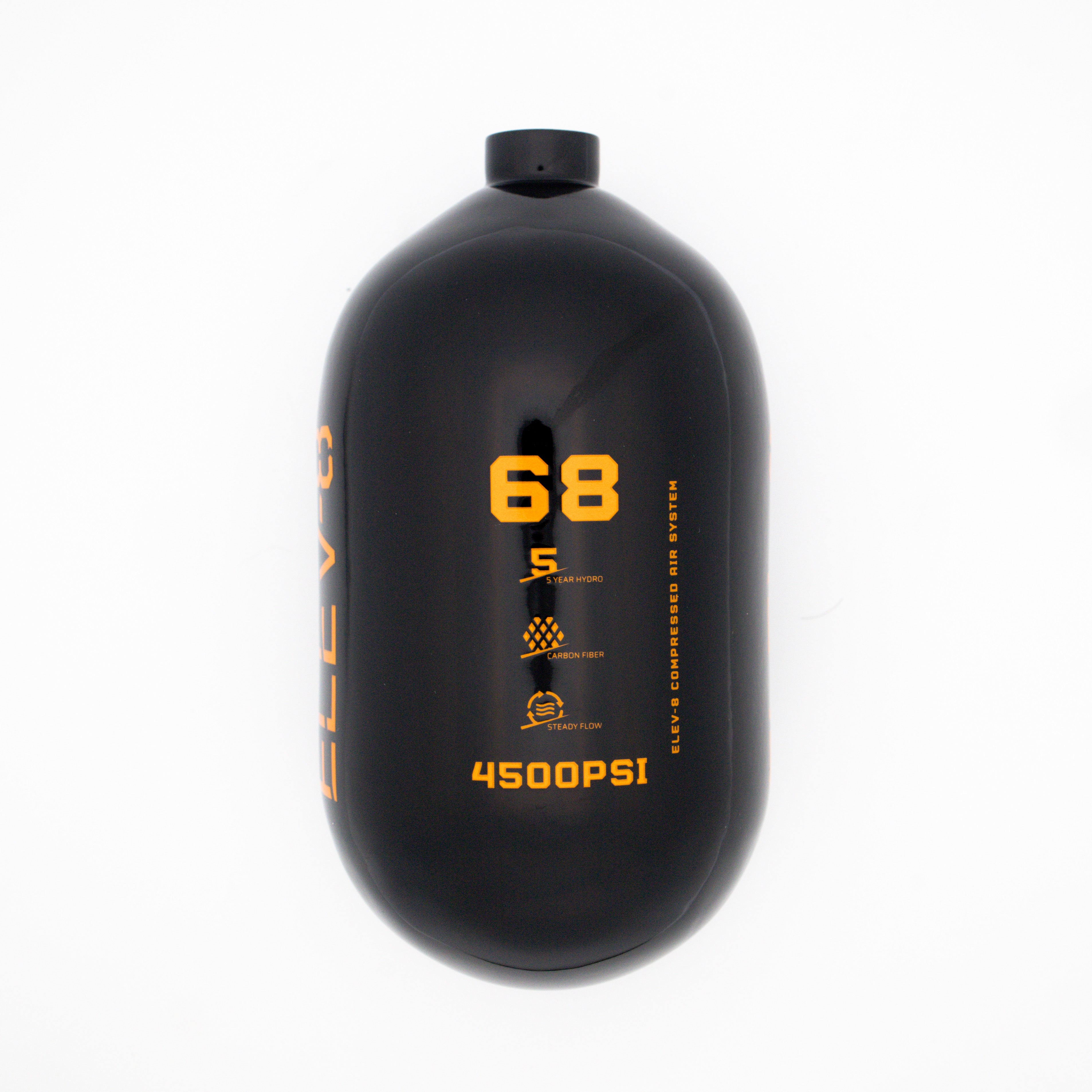 ELEV-8 68ci/4500psi Air Tank - Gloss Black/Orange Logo