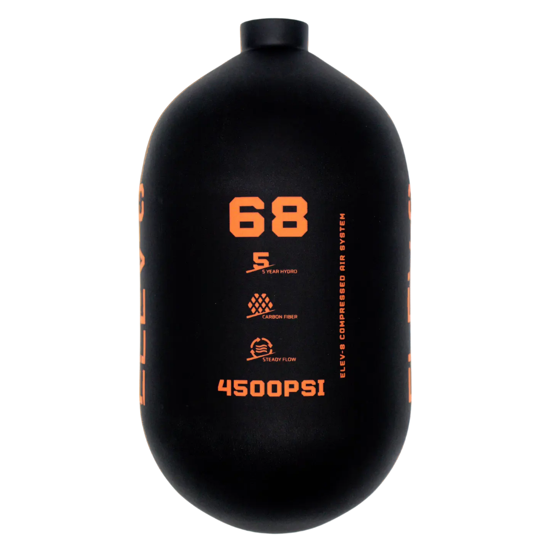 ELEV-8 68ci/4500psi Air Tank - Matte Black/Orange Logo