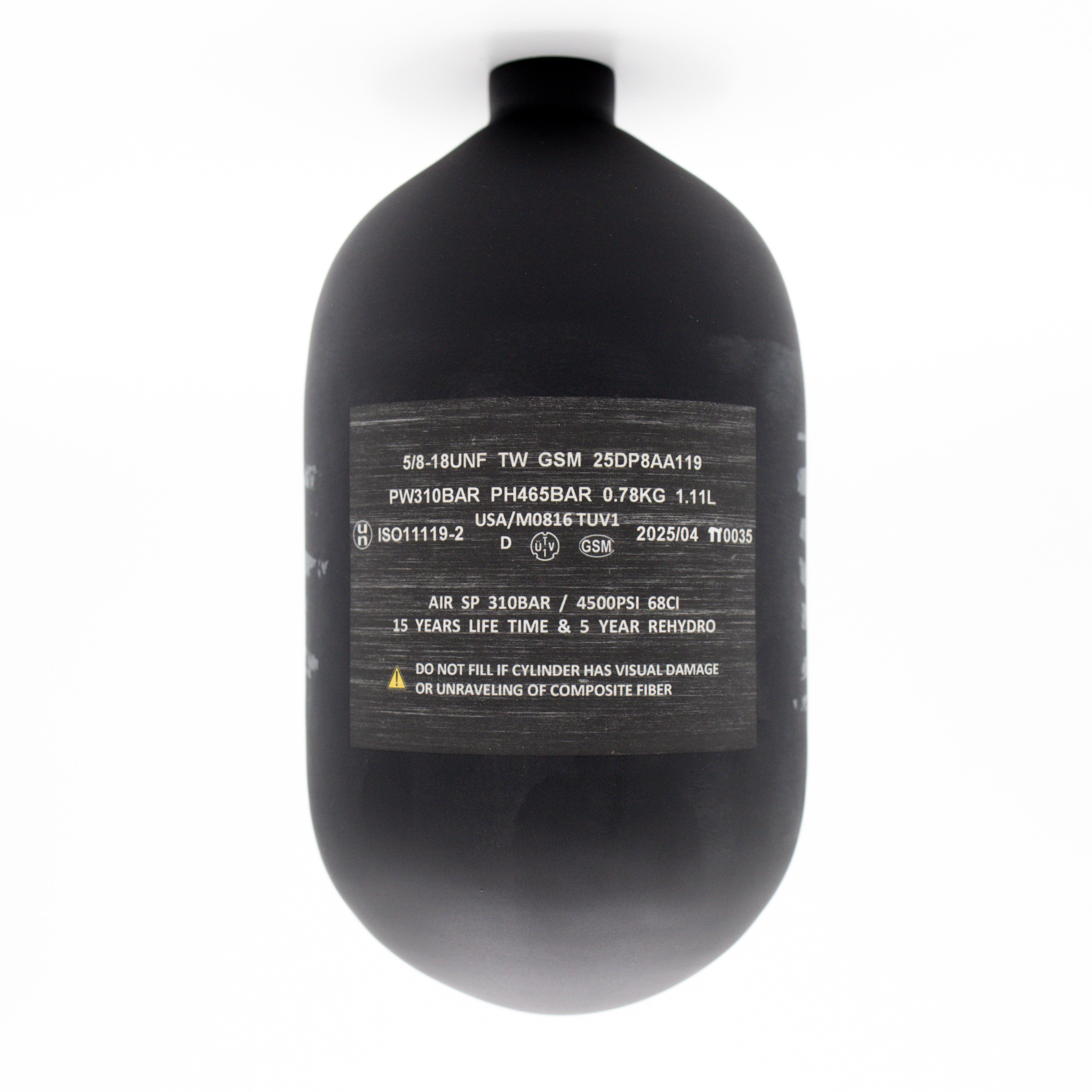 ELEV-8 68ci/4500psi Air Tank - Matte Black/Pewter Flag