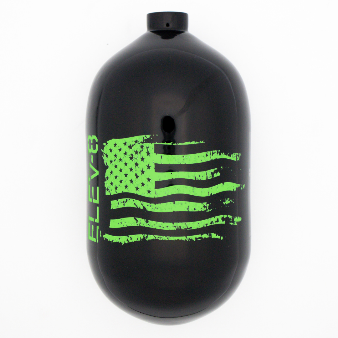ELEV-8 68ci/4500psi Air Tank - Gloss Black/Green Flag