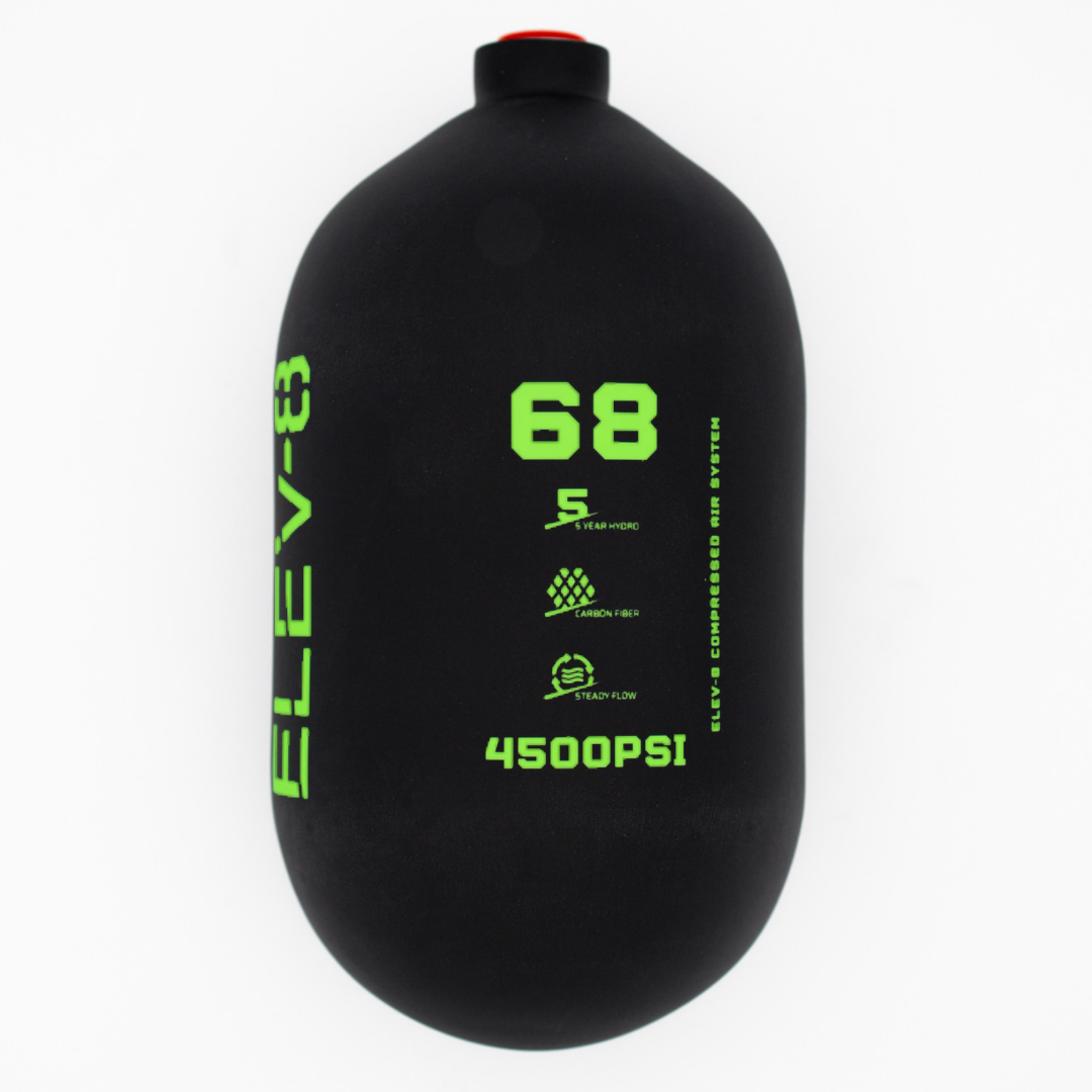 ELEV-8 68ci/4500psi Air Tank - Matte Black/Green Logo